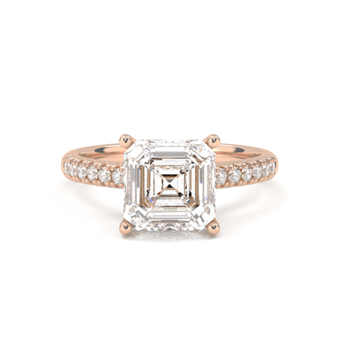Vintage Pavé Hidden Halo Asscher Cut Diamond Ring - Beyon Diamond