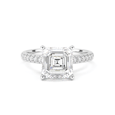Vintage Pavé Hidden Halo Asscher Cut Diamond Ring - Beyon Diamond