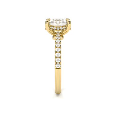Vintage Pavé Hidden Halo Cushion Cut Diamond Ring - Beyon Diamond