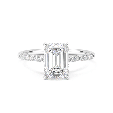 Vintage Pavé Hidden Halo Emerald Cut Diamond Ring - Beyon Diamond