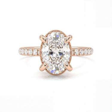 Vintage Pavé Hidden Halo Oval Cut Diamond Ring - Beyon Diamond