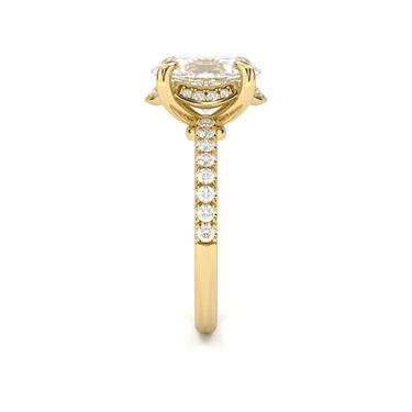 Vintage Pavé Hidden Halo Oval Cut Diamond Ring - Beyon Diamond