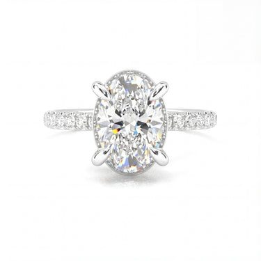 Vintage Pavé Hidden Halo Oval Cut Diamond Ring - Beyon Diamond