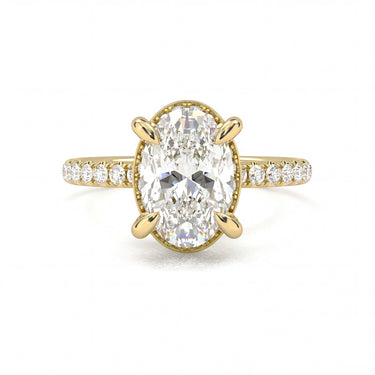Vintage Pavé Hidden Halo Oval Cut Diamond Ring - Beyon Diamond