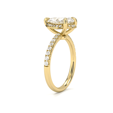 Vintage Pavé Hidden Halo Pear Cut Diamond Ring - Beyon Diamond