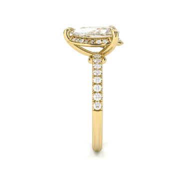 Vintage Pavé Hidden Halo Pear Cut Diamond Ring - Beyon Diamond