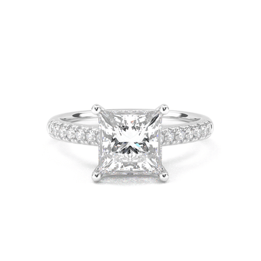 Vintage Pavé Hidden Halo Princess Cut Diamond Ring - Beyon Diamond