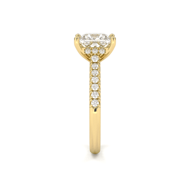 Vintage Pavé Hidden Halo Princess Cut Diamond Ring - Beyon Diamond