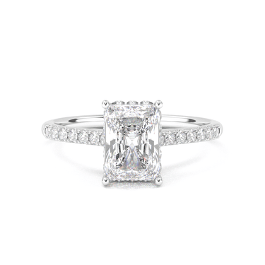 Vintage Pavé Hidden Halo Radiant Cut Diamond Ring - Beyon Diamond