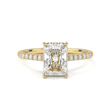 Vintage Pavé Hidden Halo Radiant Cut Diamond Ring - Beyon Diamond