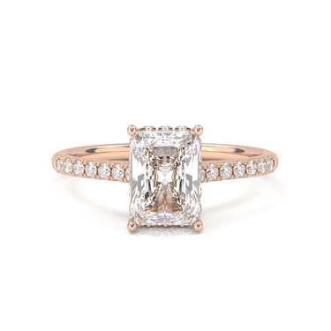 Vintage Pavé Hidden Halo Radiant Cut Diamond Ring - Beyon Diamond