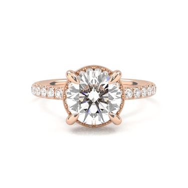 Vintage Pavé Hidden Halo Round Cut Diamond Ring - Beyon Diamond