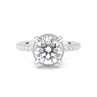 Vintage Pavé Hidden Halo Round Cut Diamond Ring - Beyon Diamond