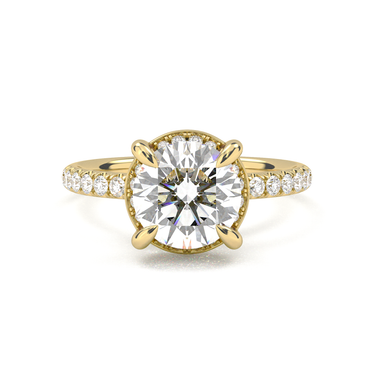Vintage Pavé Hidden Halo Round Cut Diamond Ring - Beyon Diamond
