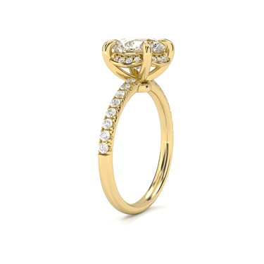 Vintage Pavé Hidden Halo Round Cut Diamond Ring - Beyon Diamond