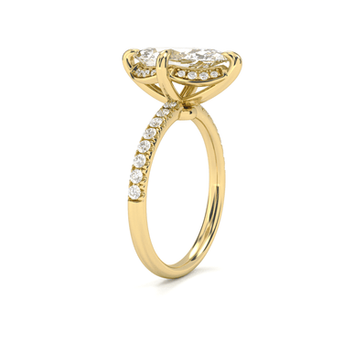 Vintage Pavé with Halo Marquise Cut Diamond Ring - Beyon Diamond