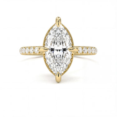 Vintage Pavé with Halo Marquise Cut Diamond Ring - Beyon Diamond