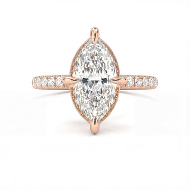 Vintage Pavé with Halo Marquise Cut Diamond Ring - Beyon Diamond