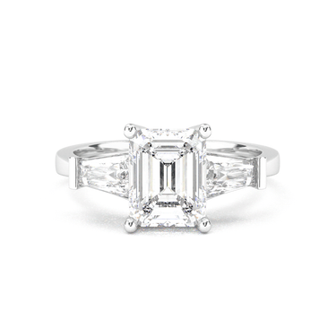 Vivienne Three Stone Emerald Cut Diamond Ring - Beyon Diamond