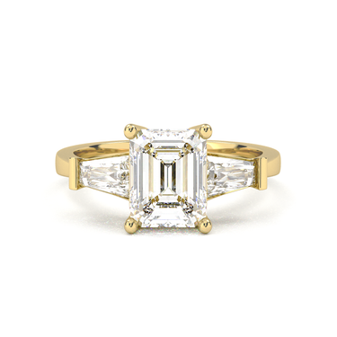 Vivienne Three Stone Emerald Cut Diamond Ring - Beyon Diamond
