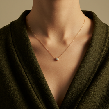 Bezel Round Diamond Solitaire Necklace 0.25CT-1CT 18K Gold Vermeil Real Diamond - Le Bezel 