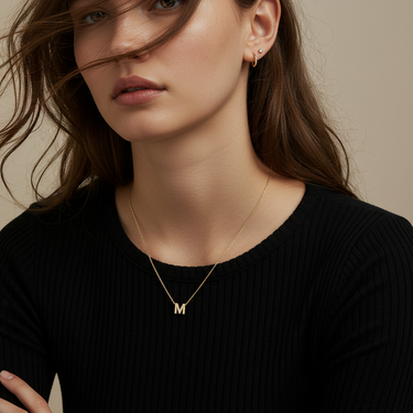 Diamond Pave Letter Necklace 0.12 CTW - Le Bezel 