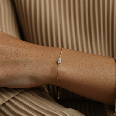 Solitaire Marquise Cut Diamond Bracelet in Four Prong Setting - Le Bezel 