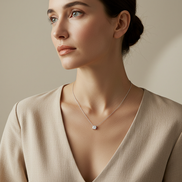 Asscher Diamond Solitaire Necklace - Le Bezel 