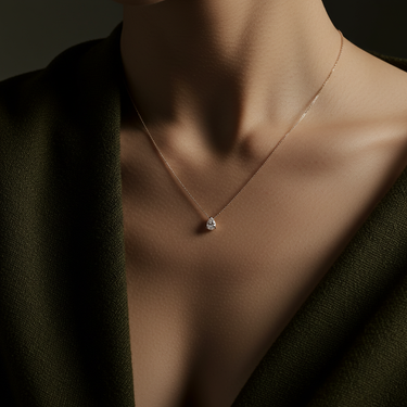 Pear Diamond Solitaire Necklace - Le Bezel 
