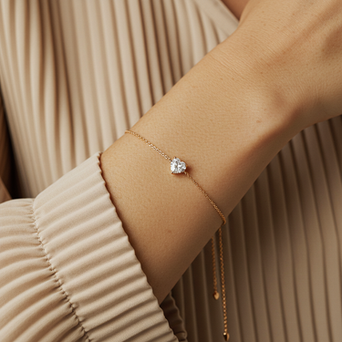 Solitaire Heart Diamond Bracelet 0.25 - 1 CT Real Diamond - Le Bezel 