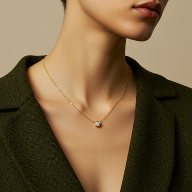 Bezel Round Diamond Solitaire Necklace 0.25CT-1CT 18K Gold Vermeil Real Diamond - Le Bezel 