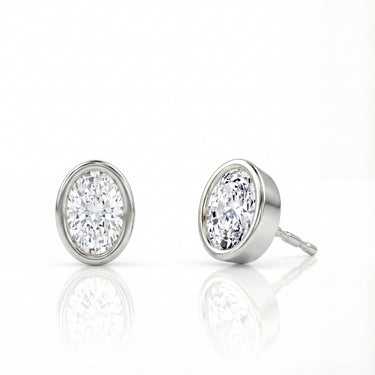 Solitaire Oval Diamond Earring in Bezel Setting - Le Bezel 