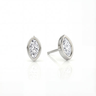 Solitaire Marquise Diamond Earring in Bezel Setting - Le Bezel 