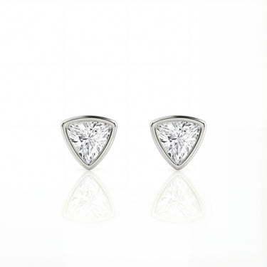 Solitaire Trillion Diamond Earring in Bezel Setting - Le Bezel 