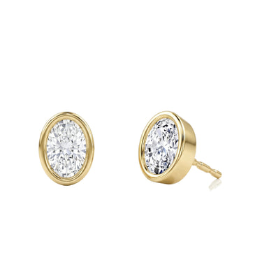 Solitaire Oval Diamond Earring in Bezel Setting - Le Bezel 