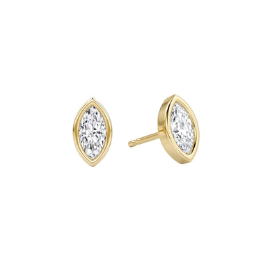 Solitaire Marquise Diamond Earring in Bezel Setting - Le Bezel 